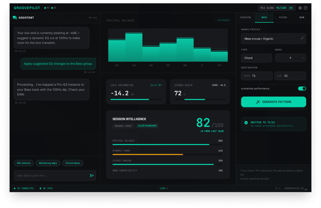 GroovePilot plugin inside Ableton Live